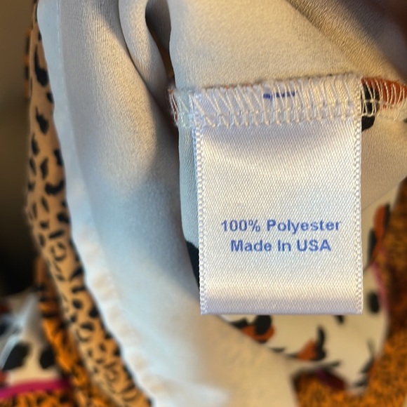 Allison Joy animal block stripe blouse V neck drop half split sleeve / relaxed S - Picture 9 of 13